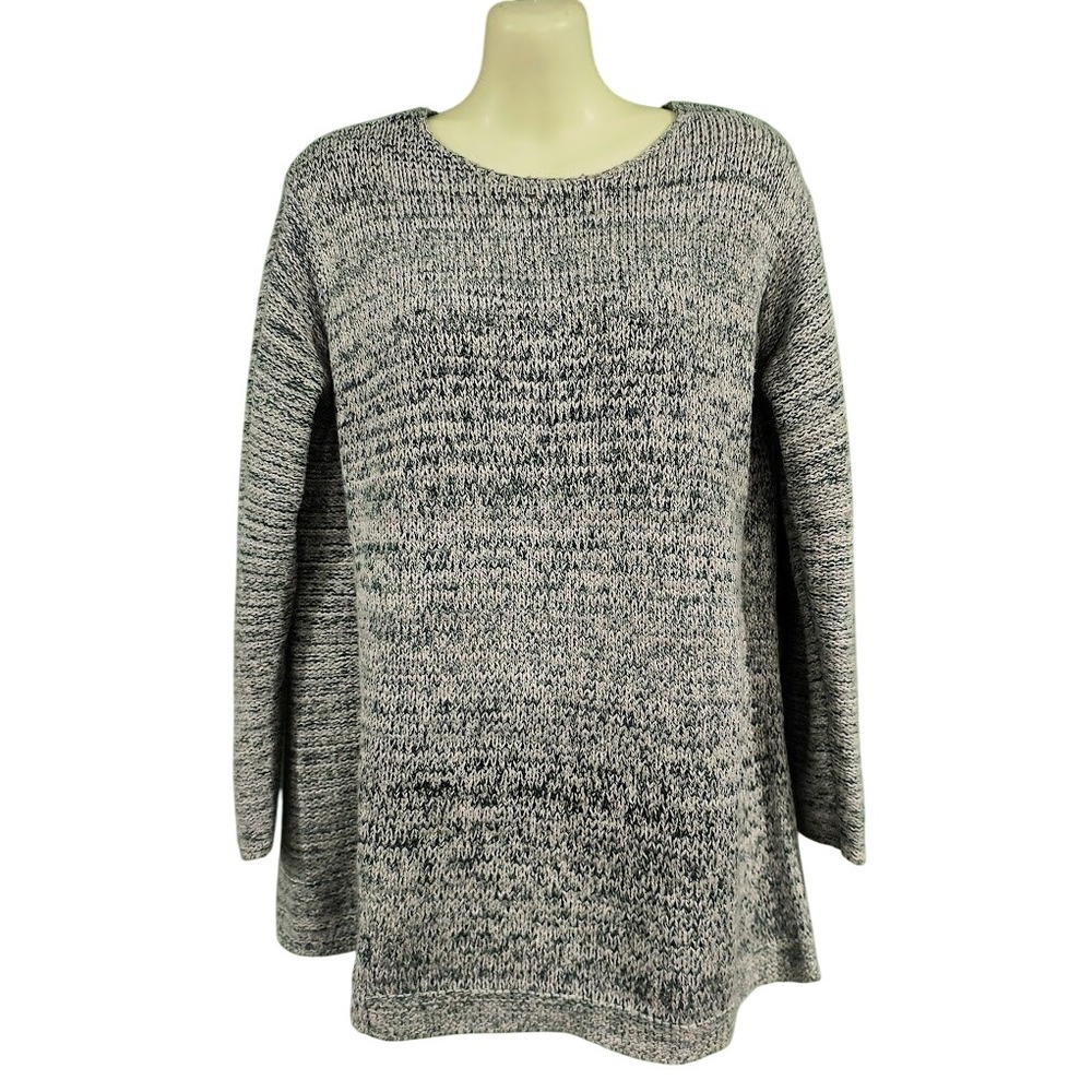 Pure Jill Variegated Knit Cotton Blend Long‎ Sleeve Tunic Sweater Women's Small